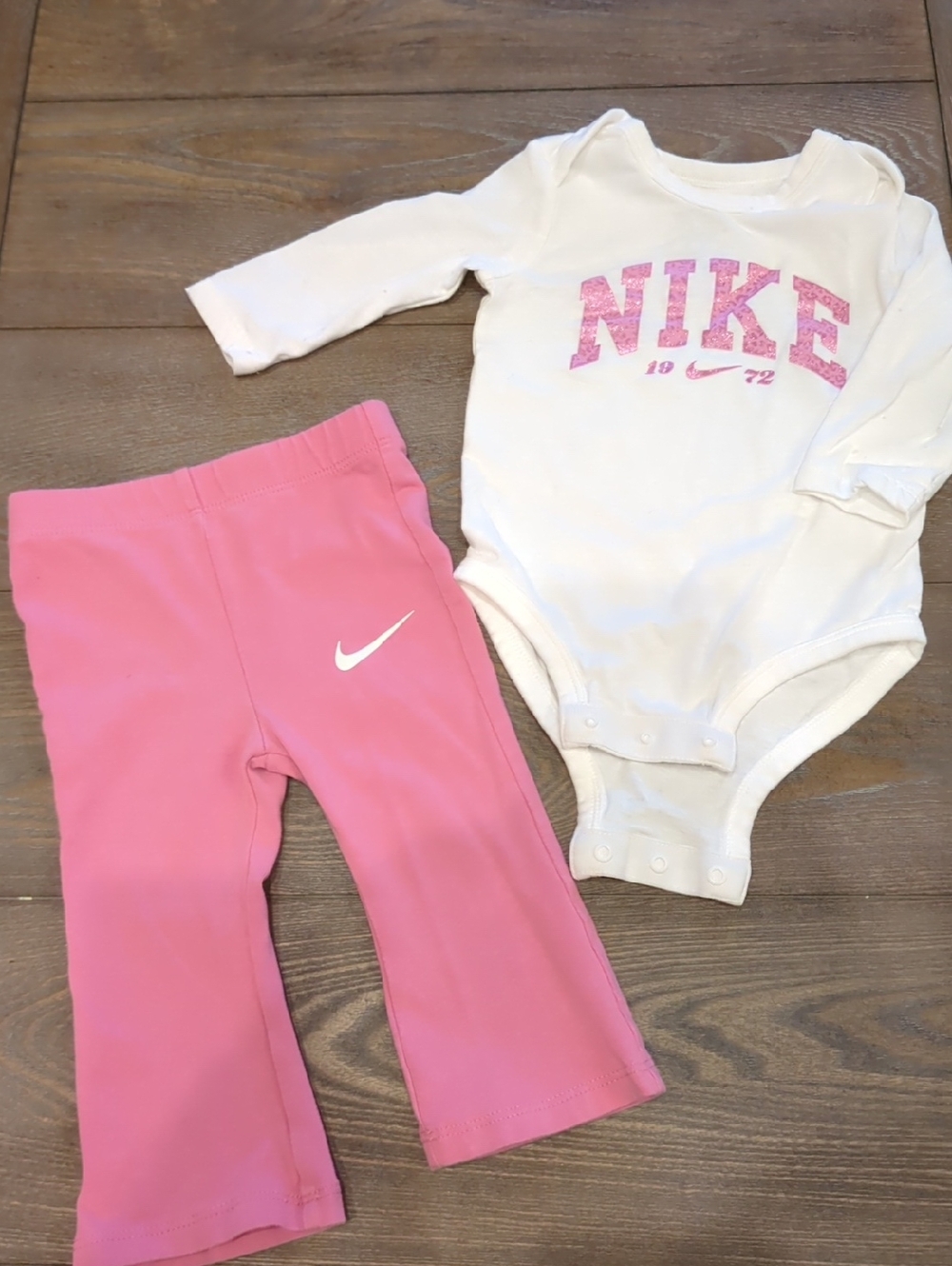 Nike Pink & White Baby Girl Bodysuit and Pants Set